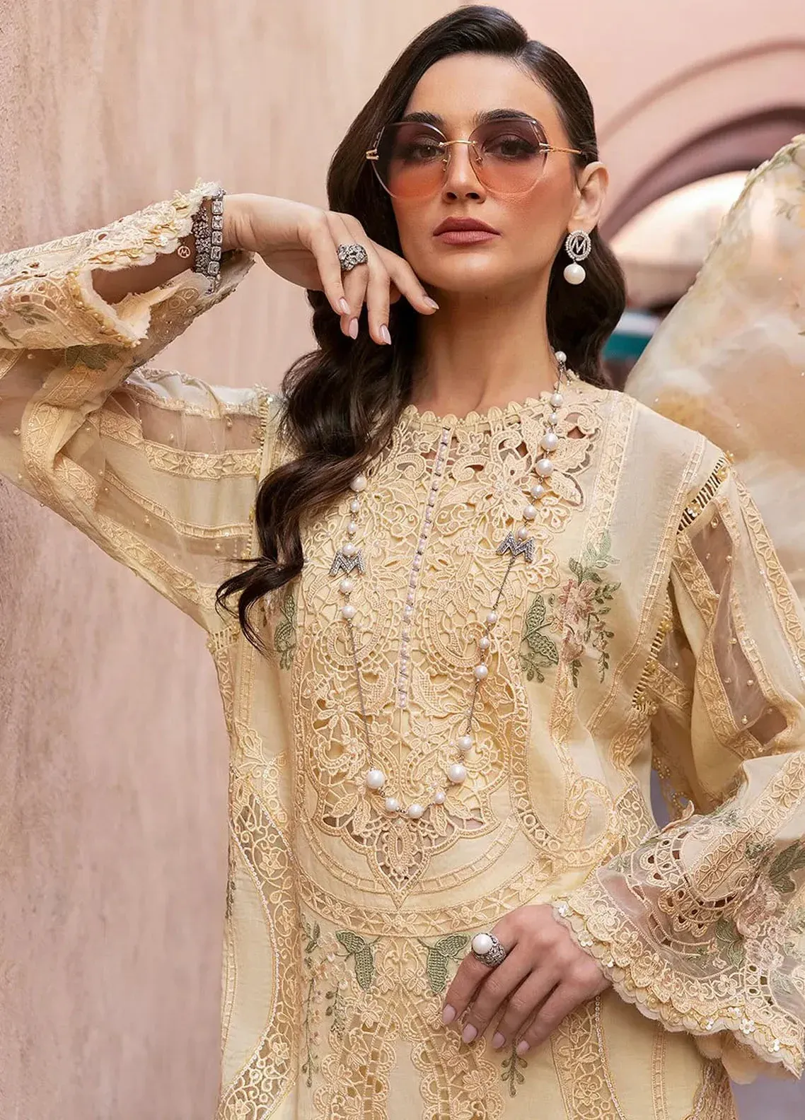 Pakistani Shareef Khanani Unstitched Luxury Chiffon Three Piece - Pavlova 3