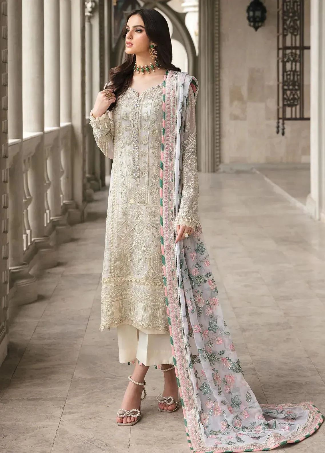 Pakistani Zaha by Gulaal Unstitched Luxury Chiffon Three Piece - Pearl Bush 1