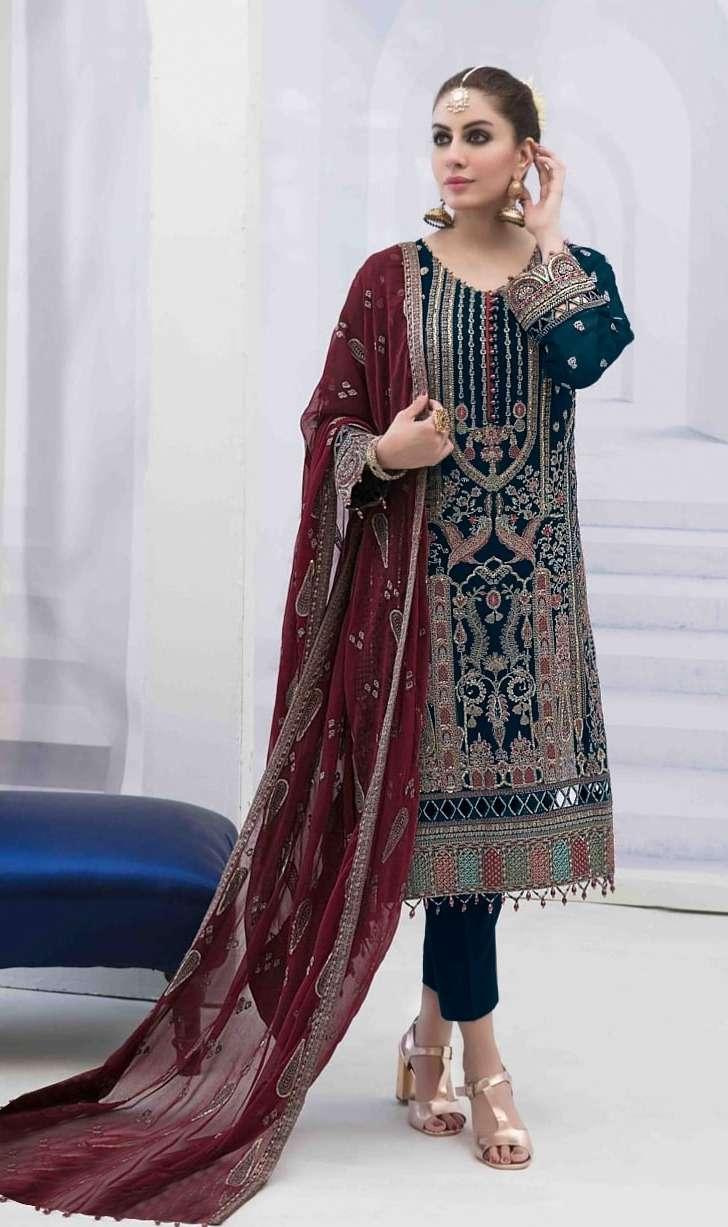Pakistani Fepic Unstitched Luxury Chiffon Three Piece - Firefly 1