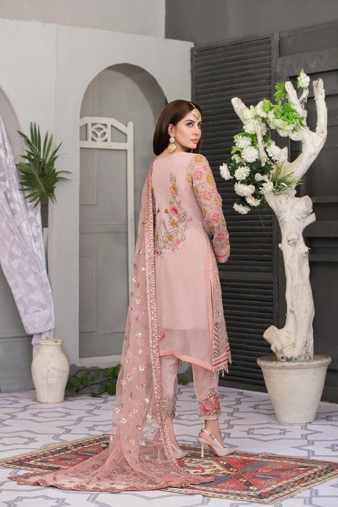 Pakistani Fepic Unstitched Luxury Chiffon Three Piece - Cavern Pink 2