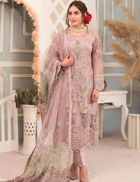 Pakistani Que Sera Unstitched Luxury Chiffon Three Piece - Blossom 2