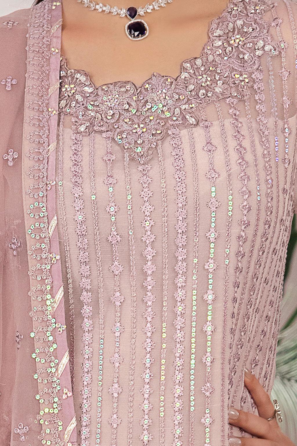 Pakistani Iznik Chinon Unstitched Luxury Chiffon Three Piece - Rose Fog 4
