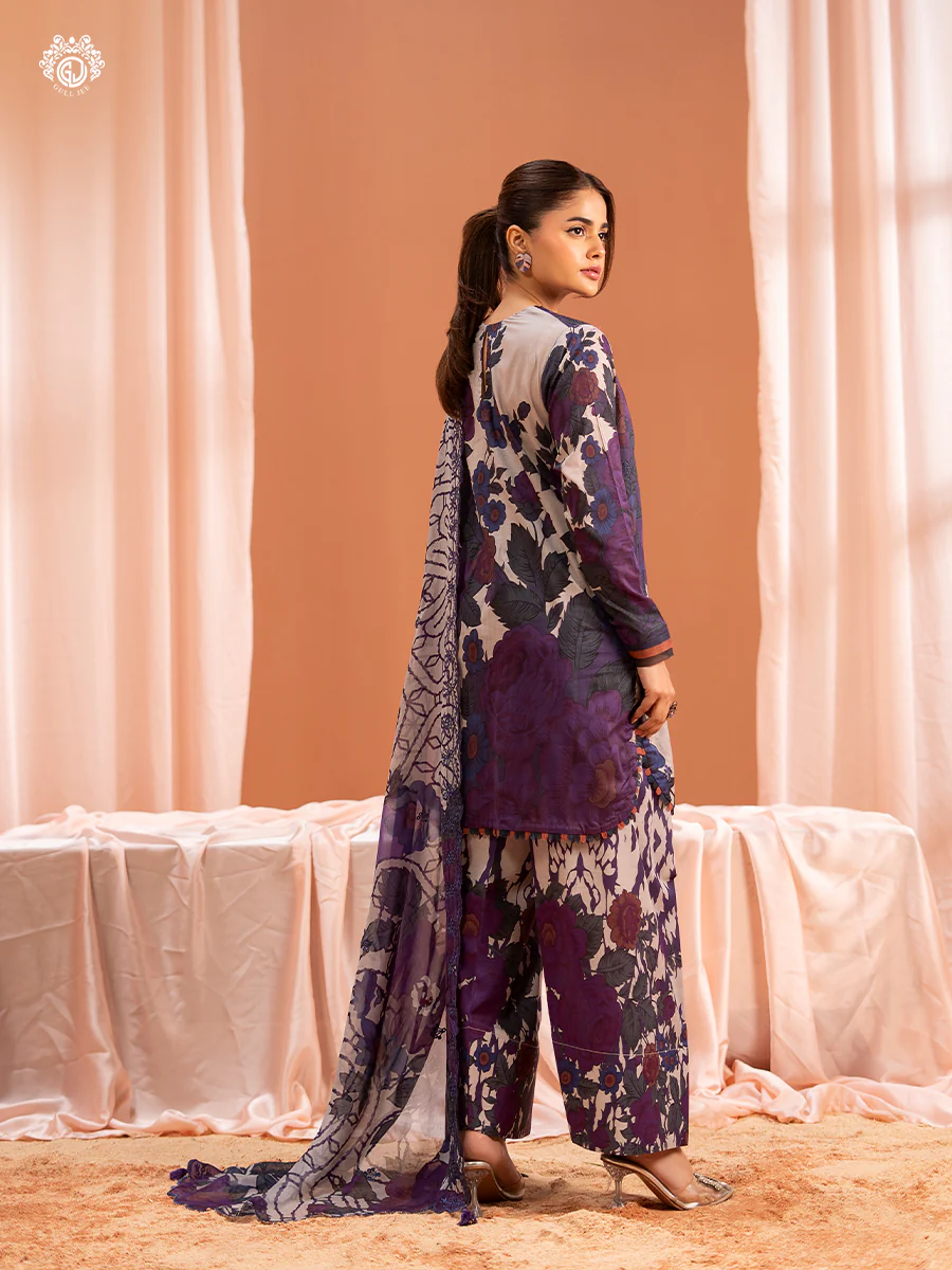 Pakistani Mishaal V3 by Gulljee Unstitched Three Piece - Violet Hue 2