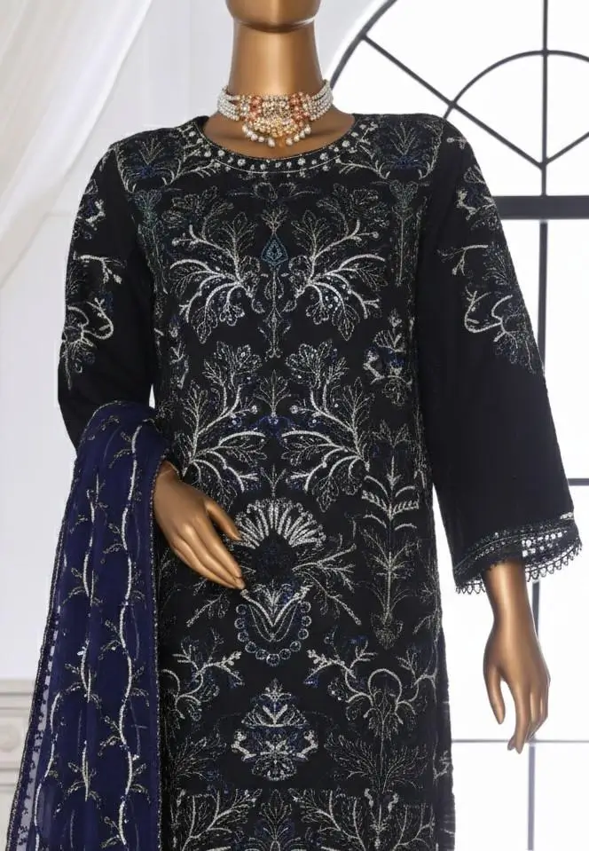 Pakistani Ankahi Embroidered Unstitched Georgette Three Piece - Mirage 2