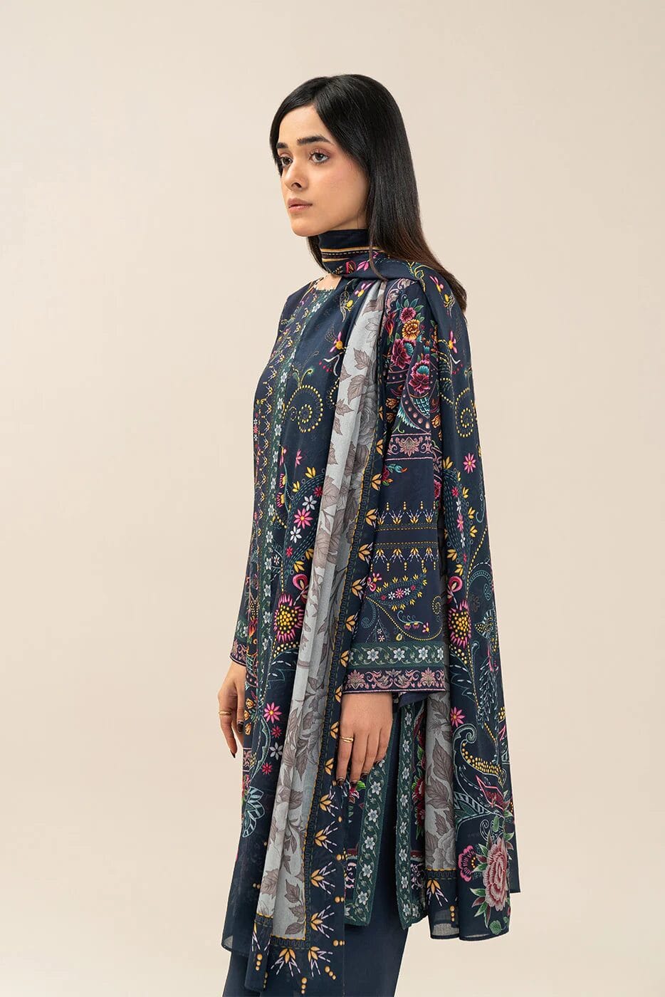 Pakistani Beechtree Lawn Unstitched Three Piece - Royal Navy 1
