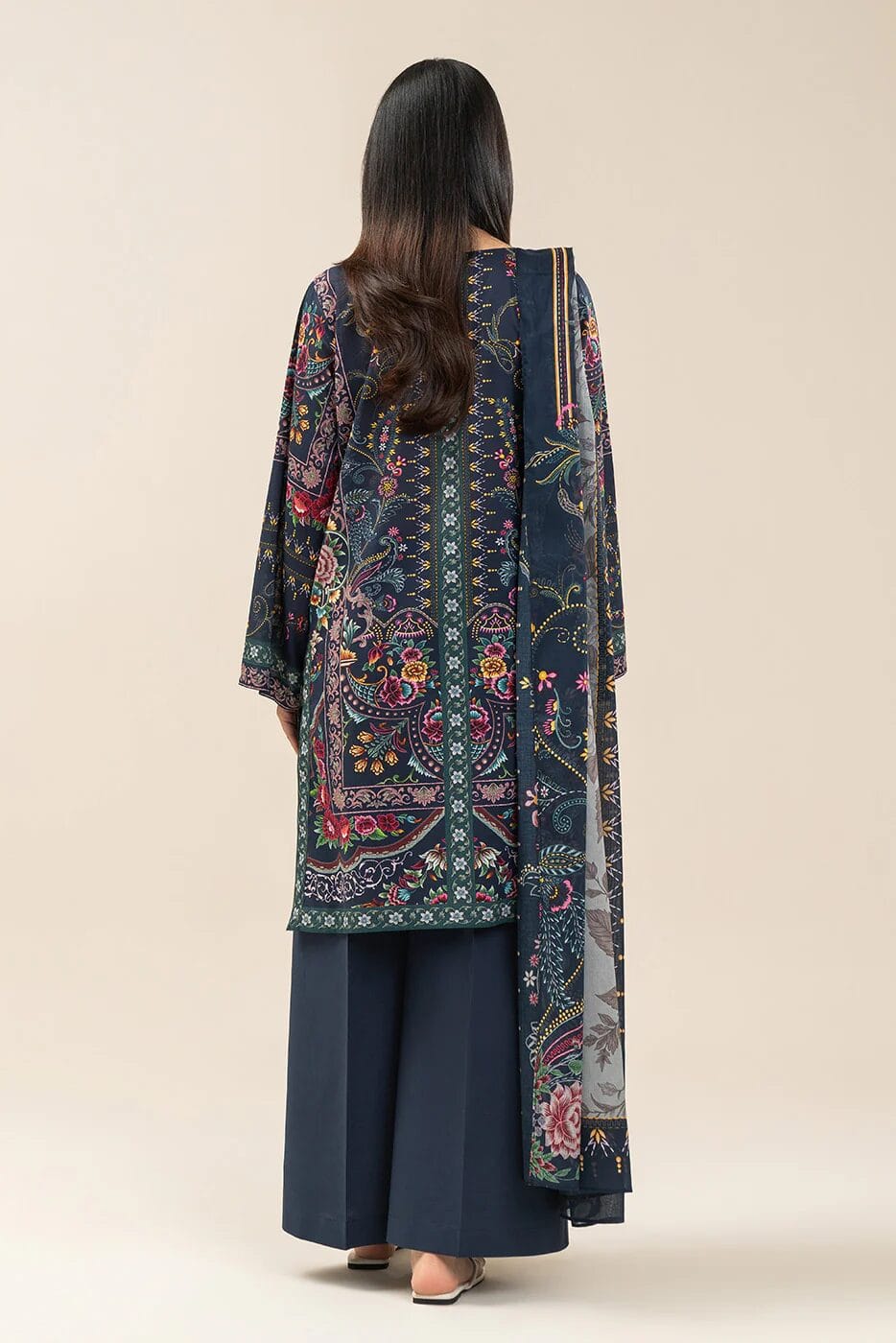 Pakistani Beechtree Lawn Unstitched Three Piece - Royal Navy 3