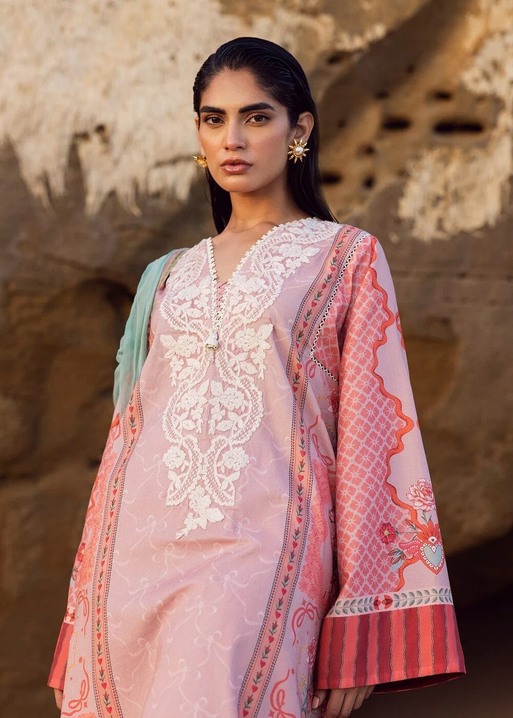 Sadaf Fawad Khan Unstitched Lawn Three Piece - Pink 4