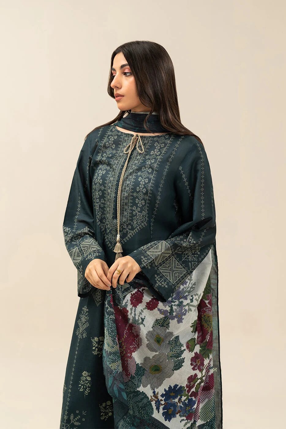 Pakistani Beechtree Lawn Unstitched Three Piece - Green Teal Deep 1