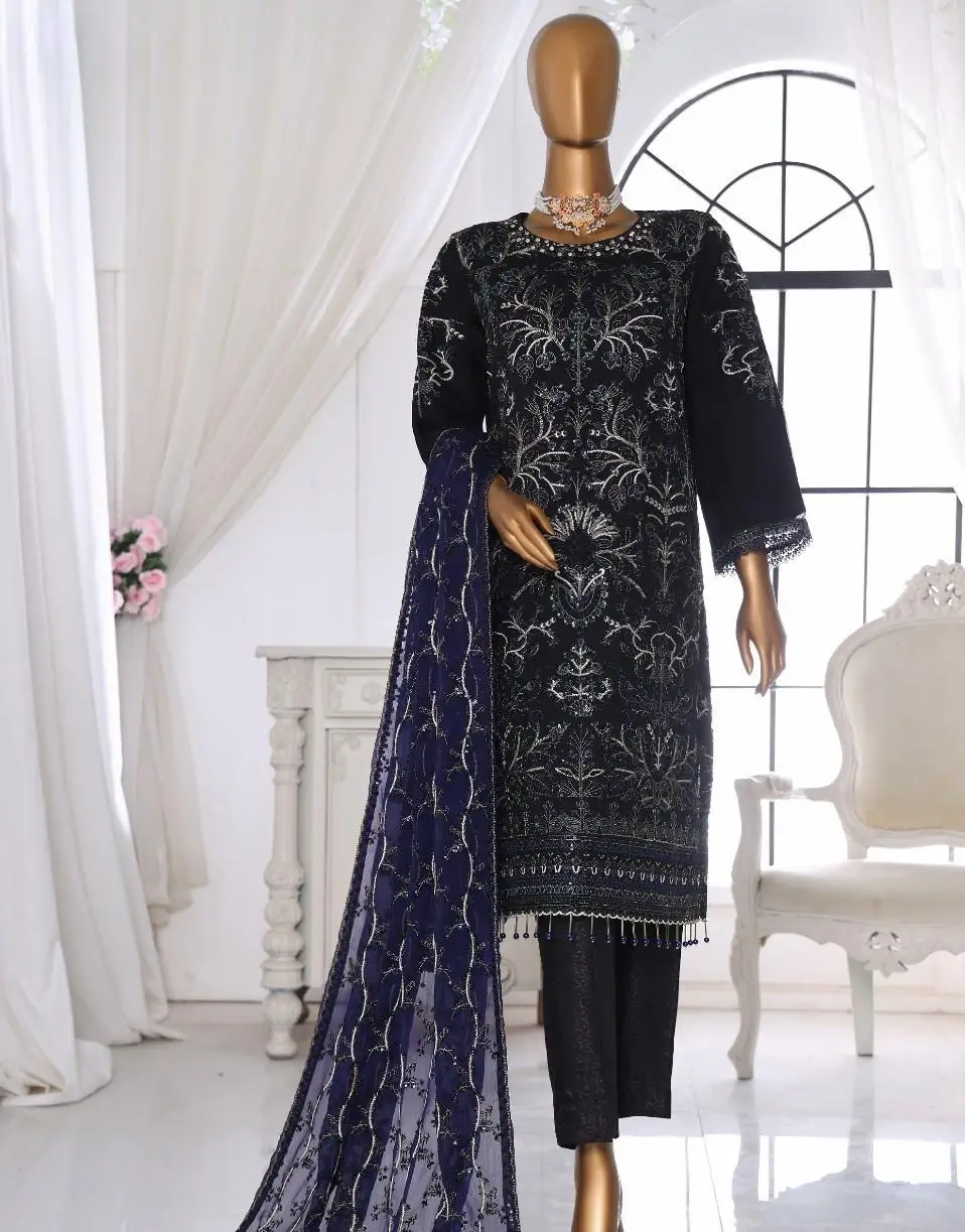 Pakistani Ankahi Embroidered Unstitched Georgette Three Piece - Mirage 1