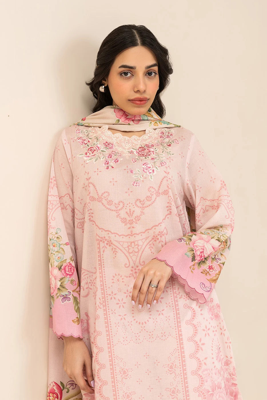Pakistani Beechtree Unstitched Lawn Three Piece - Rose Mist 1
