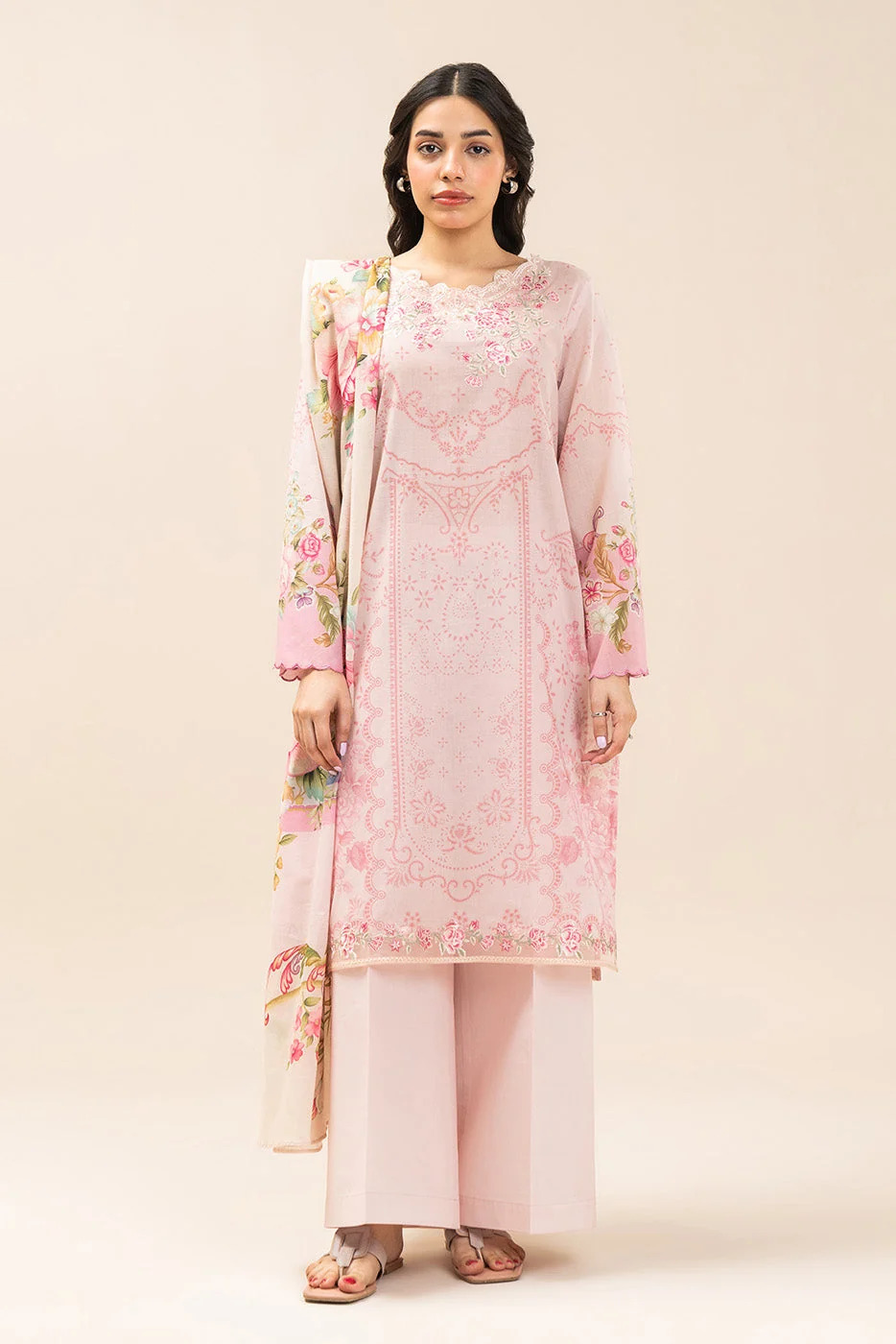 Pakistani Beechtree Unstitched Lawn Three Piece - Rose Mist 2