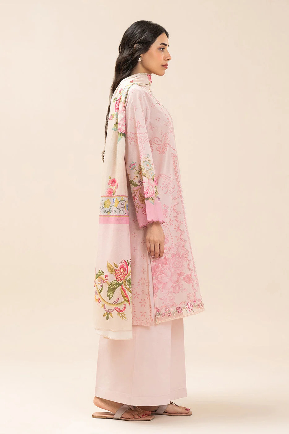 Pakistani Beechtree Unstitched Lawn Three Piece - Rose Mist 3