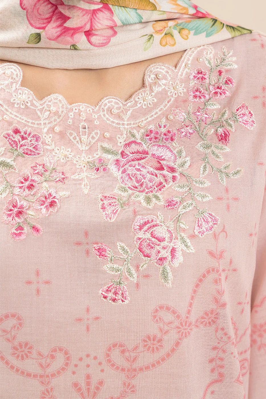 Pakistani Beechtree Unstitched Lawn Three Piece - Rose Mist 5
