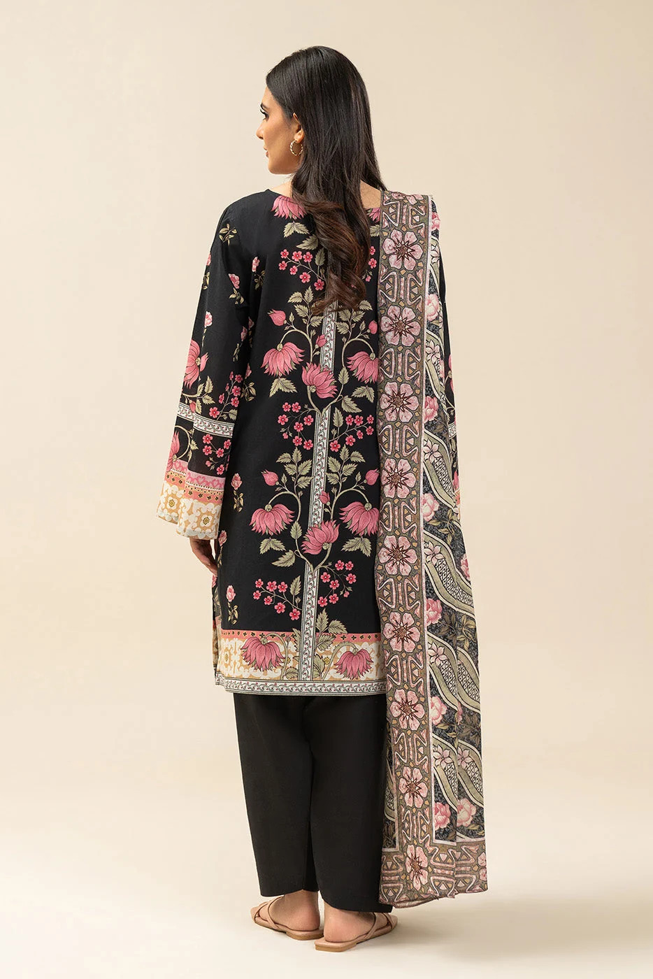 Pakistani Beechtree Unstitched Lawn Three Piece - Garden Black 6