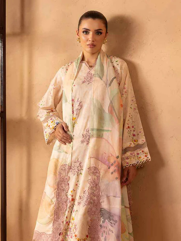 Pakistani NOA by Brenish Unstitched Three Piece - Beige 5