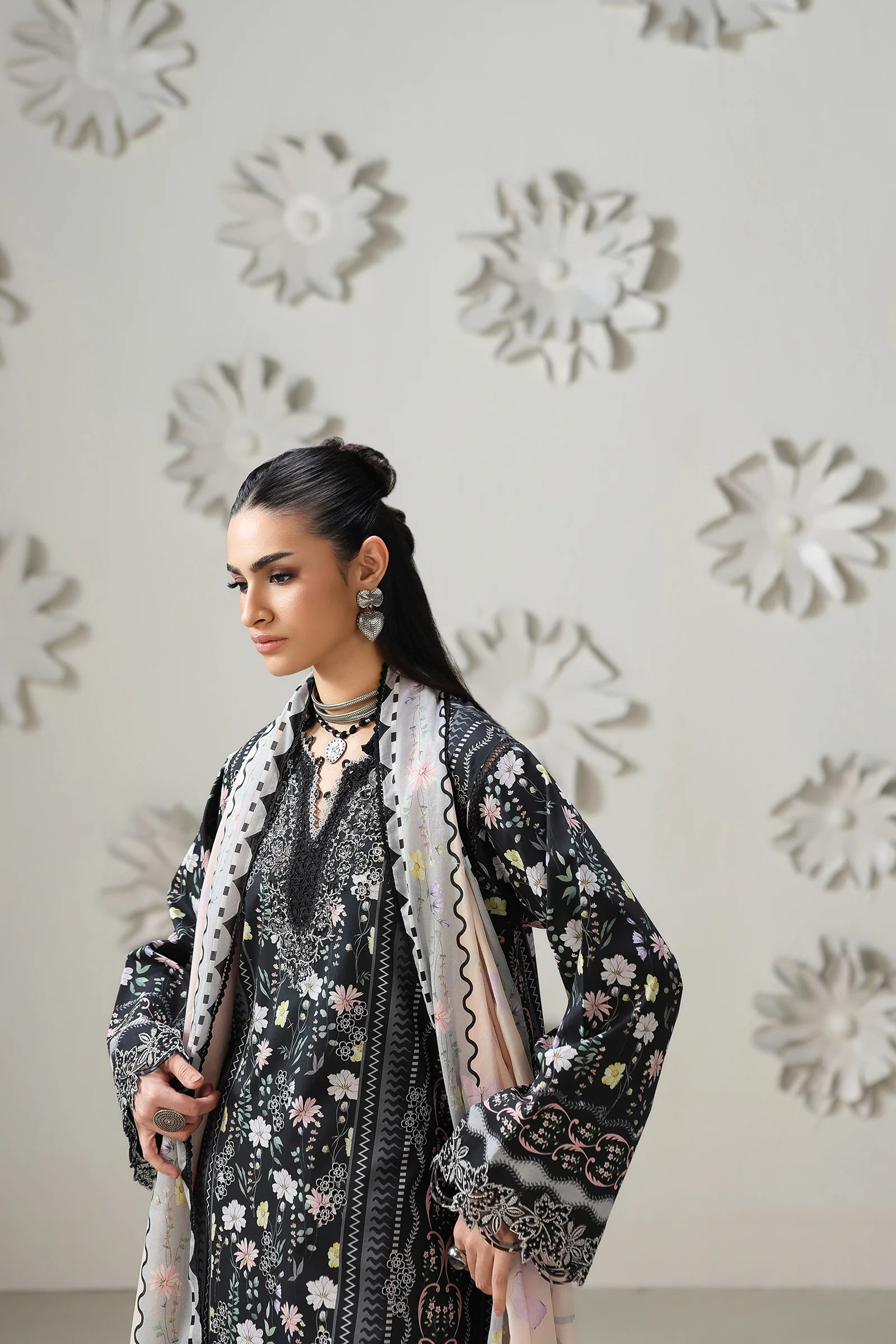 Pakistani Qalamkar Q Print Unstitched Lawn Three Piece - AmeL 2