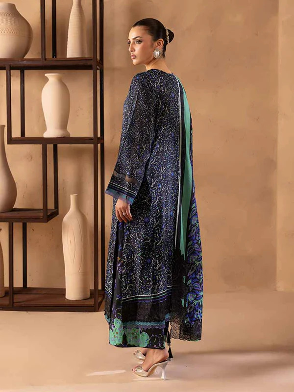 Pakistani NOA by Brenish Unstitched Three Piece - Black Ebony 2