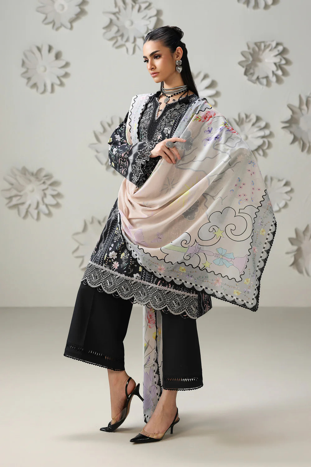 Pakistani Qalamkar Q Print Unstitched Lawn Three Piece - AmeL 4