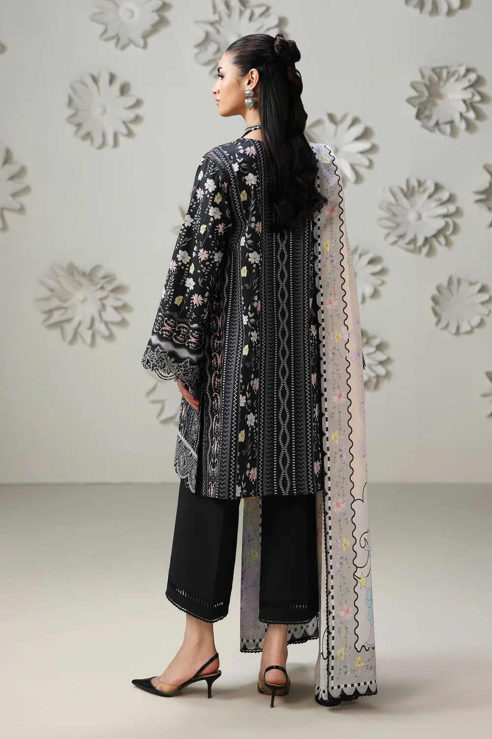 Pakistani Qalamkar Q Print Unstitched Lawn Three Piece - AmeL 5