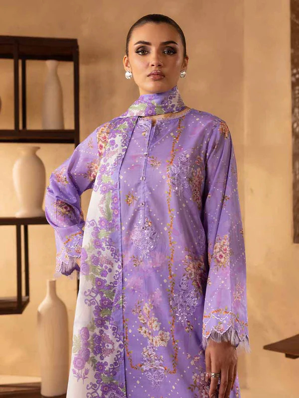 Pakistani NOA by Brenish Unstitched Three Piece - Magenta 5