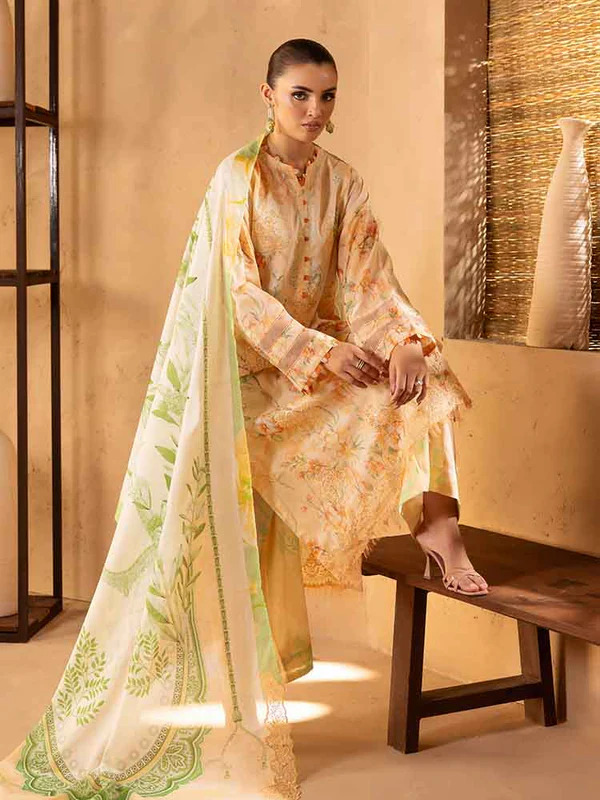 Pakistani NOA by Brenish Unstitched Three Piece - Sky Blue 5
