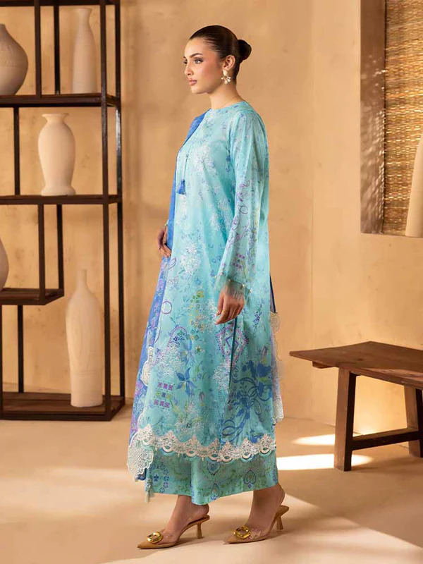 Pakistani NOA by Brenish Unstitched Three Piece - Light Blue Hue 2