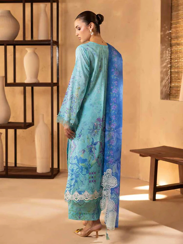 Pakistani NOA by Brenish Unstitched Three Piece - Light Blue Hue 3
