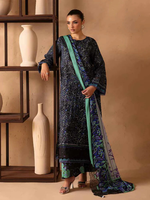 Pakistani NOA by Brenish Unstitched Three Piece - Black Ebony 3