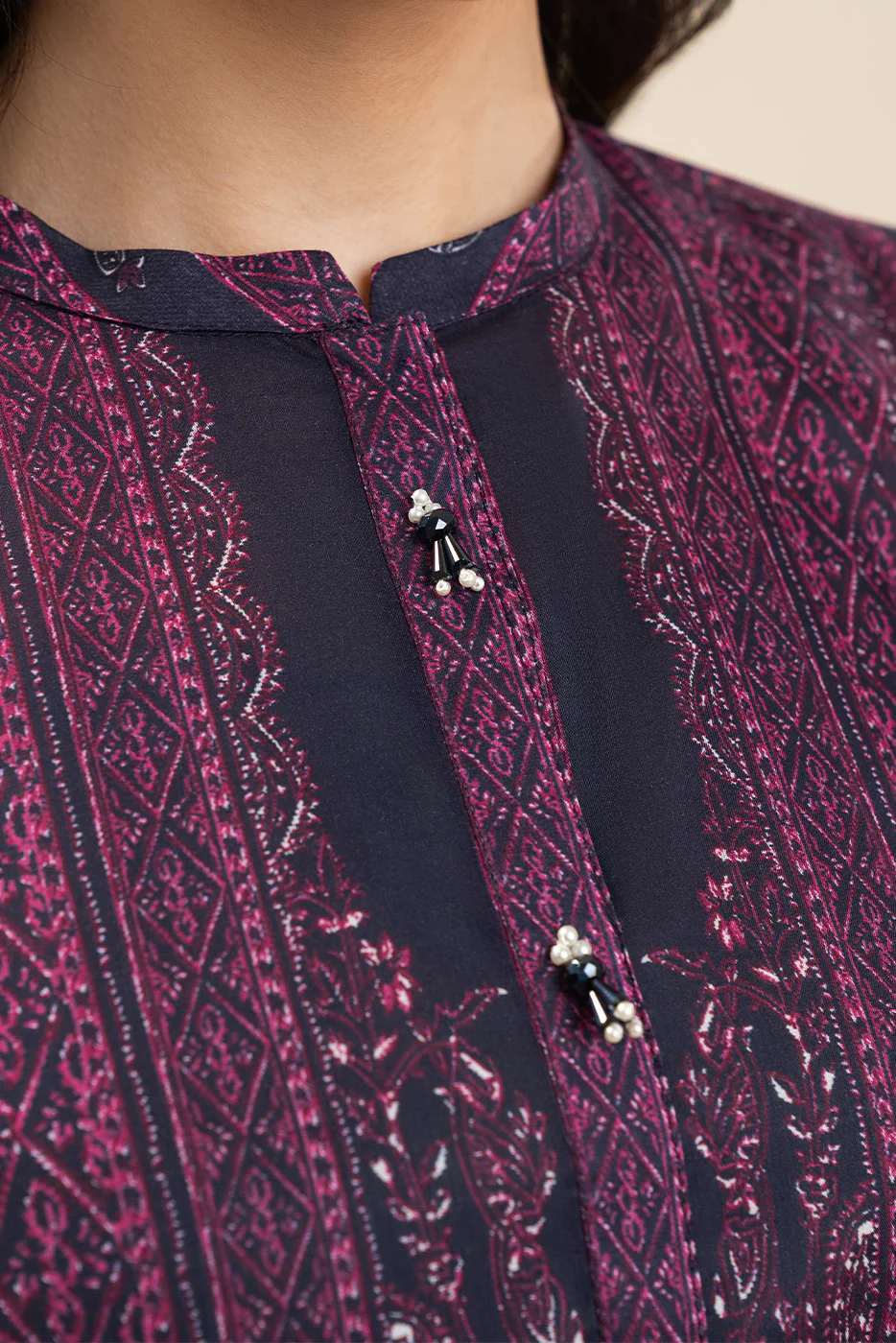 Pakistani Beechtree Lawn Unstitched Three Piece- Violet x Black 3