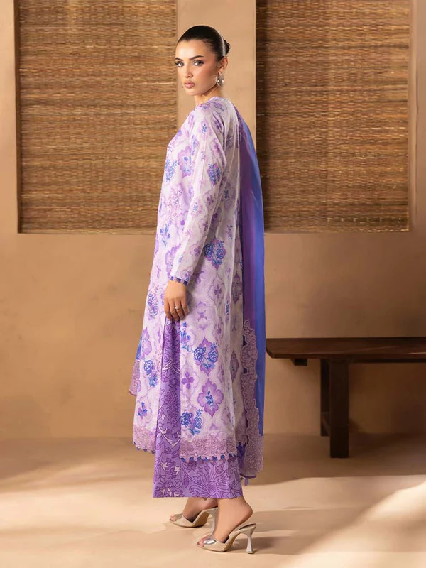 Pakistani NOA by Brenish Unstitched Three Piece- Lavendar x Blue 2