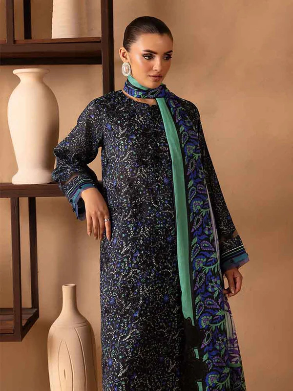 Pakistani NOA by Brenish Unstitched Three Piece - Black Ebony 4
