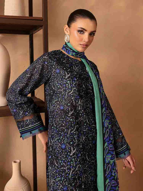 Pakistani NOA by Brenish Unstitched Three Piece - Black Ebony 5