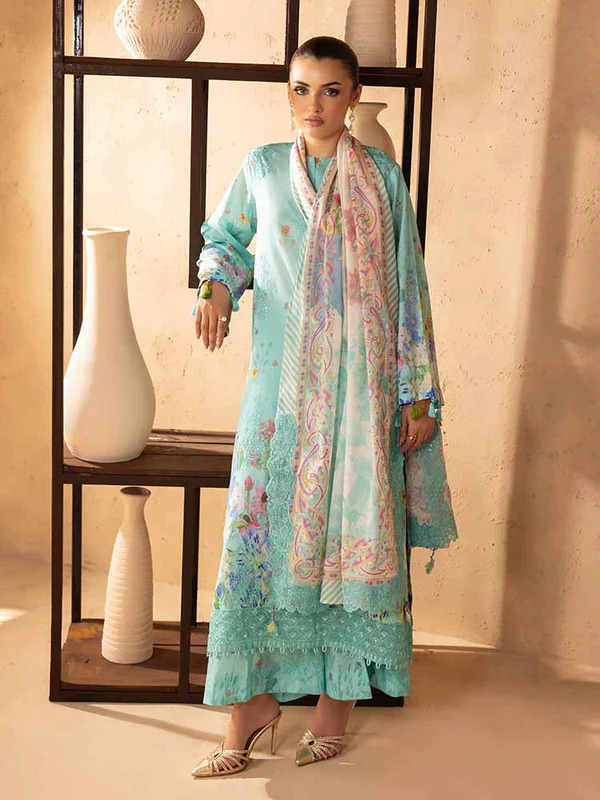 Pakistani NOA by Brenish Unstitched Three Piece- Aqua 3