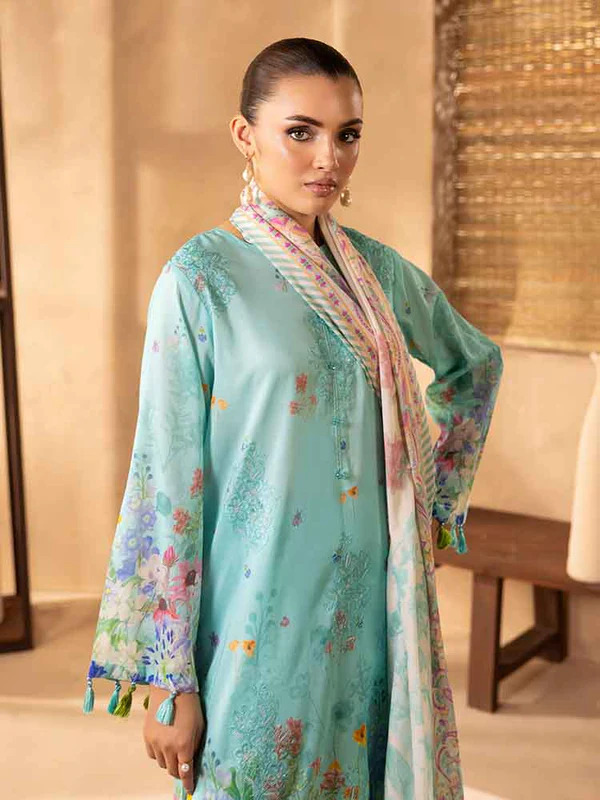 Pakistani NOA by Brenish Unstitched Three Piece- Aqua 5