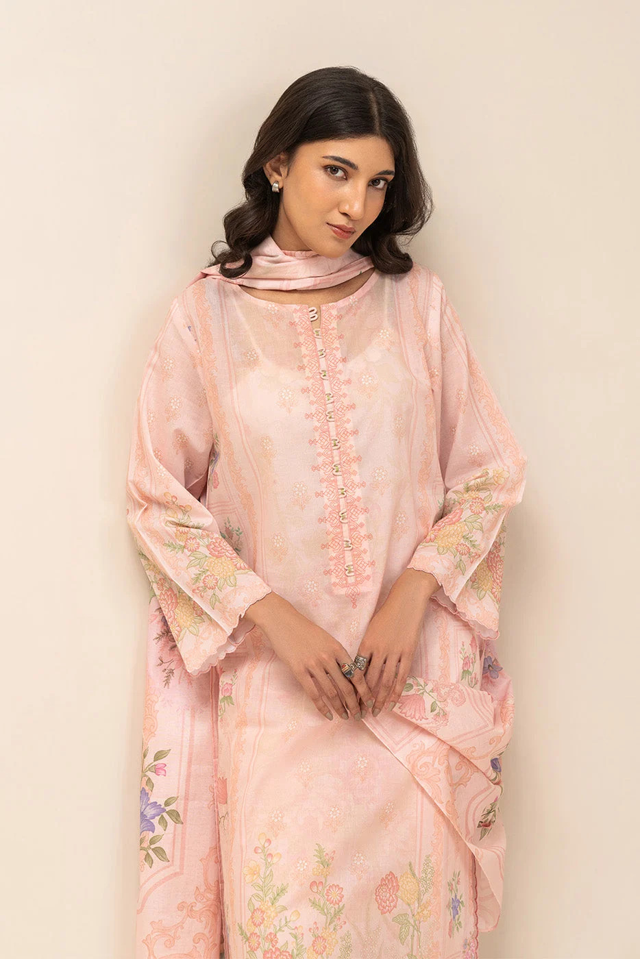 Pakistani Beechtree Unstitched Lawn Three Piece - Pastel 1