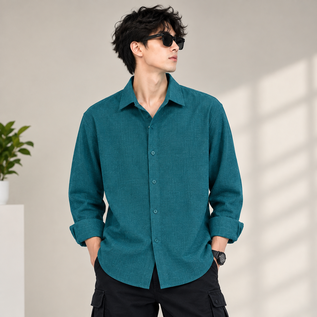 INSPIRE Premium Boxy Fit Textured Shirt