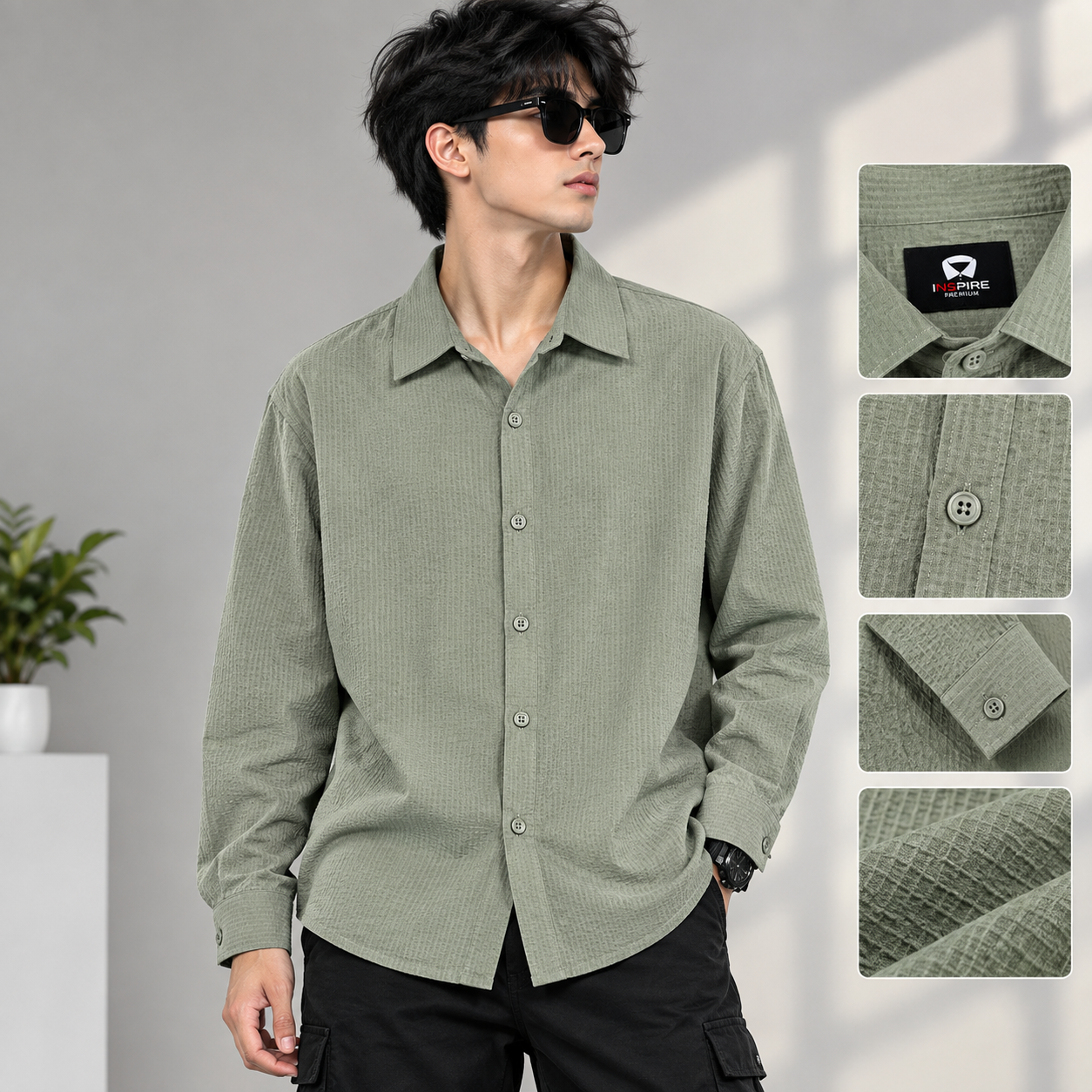 INSPIRE Premium Boxy Fit Textured Shirt