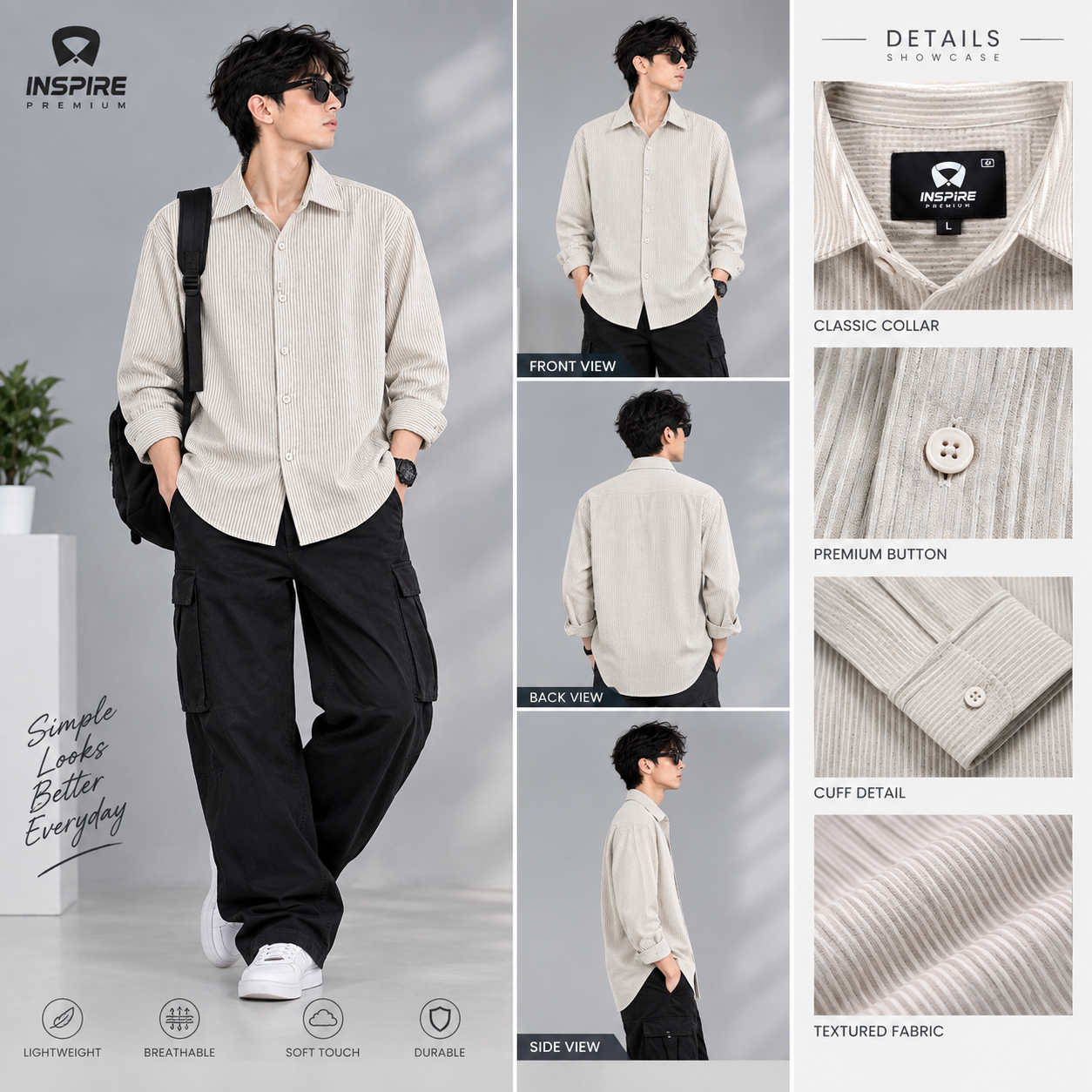 INSPIRE Premium Boxy Fit Textured Shirt 2