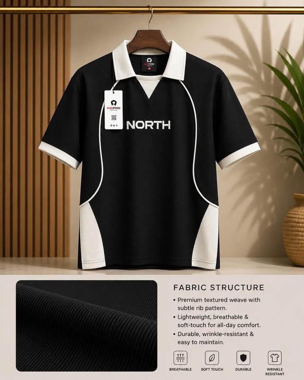 Premium NORTH Contrast Polo T-Shirt for Men – Soft, Breathable & Stylish Casual Wear 2