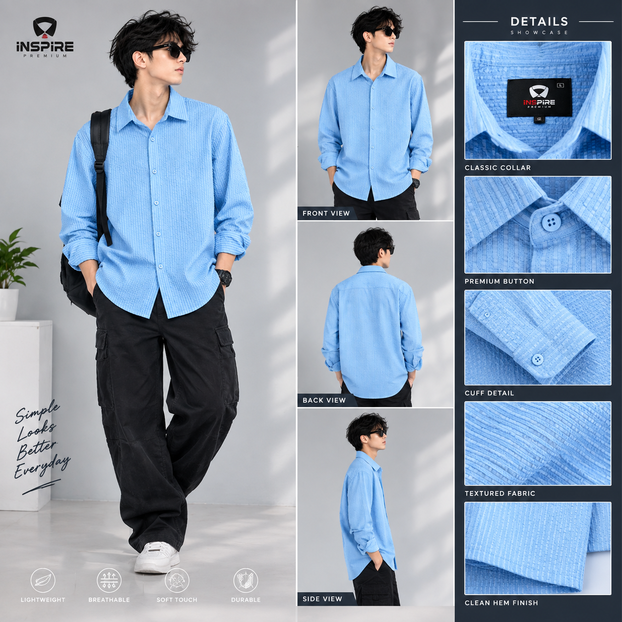 INSPIRE Premium Boxy Fit Textured Shirt 2