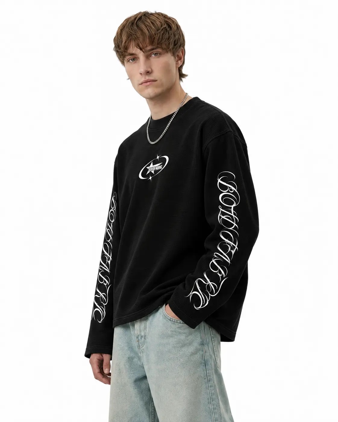 INSPIRE Signature Graphic Boxy Fit Full Sleeve T-Shirt – Black 3